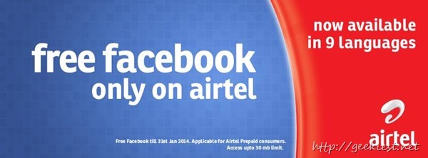 Airtel offers Free Facebook access