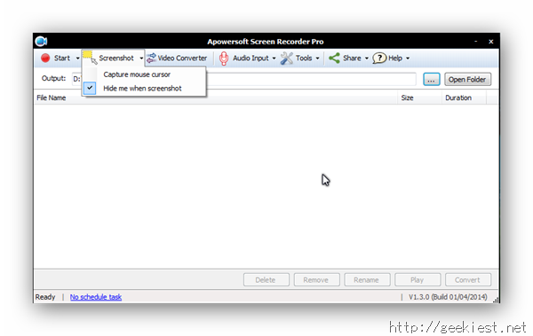 Apowersoft Screen Recorder - Screenshot option