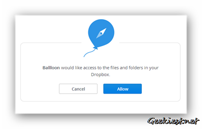 Ballloon for Chrome - Allow Access to Dropbox