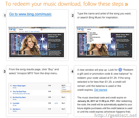 Bing offer a Free Song download