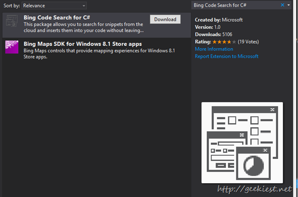 Bing Code Search for C# - Visual Studio extension
