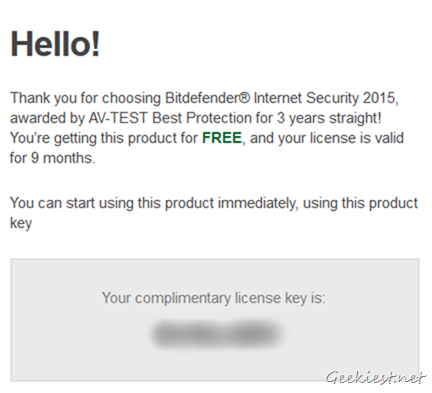 Bitdefender Internet Security 2015 Giveaway Promo