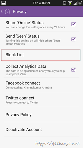 Block contact on Viber Step 4