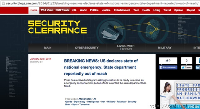 CNN Security Clearance Blog hacked and defaced by SEA