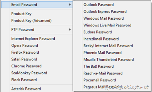 Email client password recovery