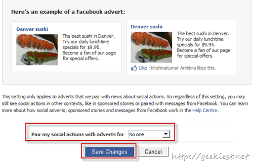 Facebook Adverts and friends optout