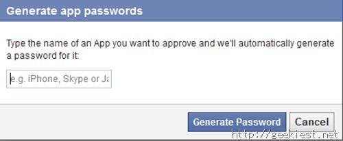 Facebook App Passwords Generate 2