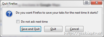 Firefox 4.0 - Save Tabs and Quit