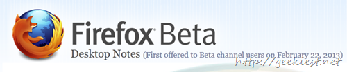 Firefox 20 Beta Version available for download