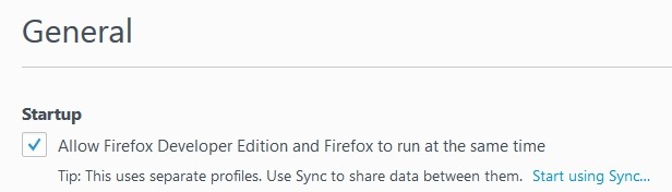 Firefox Developer Edition Sync