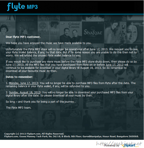 Flipkart to shutdown Flyte MP3 Store