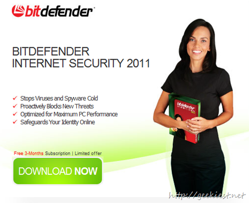 Free 3 Months BitDefender Internet Security 2011