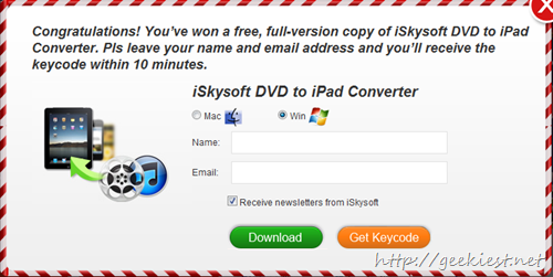 Free iSkysoft DVD to iPad Converter license Free iSkysoft DVD to iPad Converter license