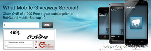 Free 1-year subscription of BullGuard Mobile Backup 12