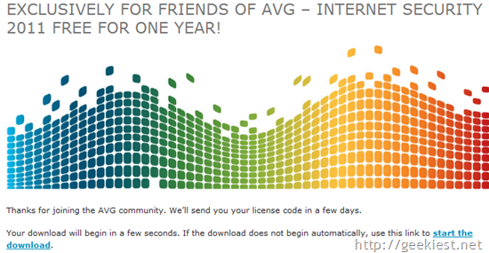 Free AVG Internet Security 2011 full version license for one year