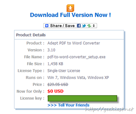 Free Adept PDF to Word Converter License worth $29.95