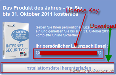 Free F-Secure Internet Security 2011 license key