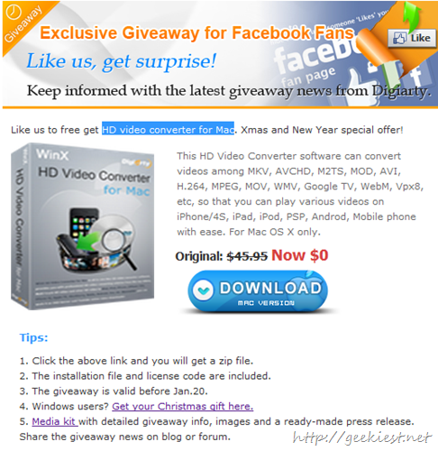Free HD video converter for Mac license