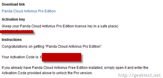 Free Panda Cloud Antivirus - PRO Edition genuine License worth $29,95[4]