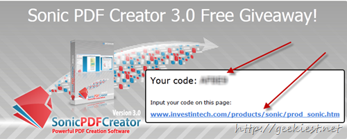 Free Sonic PDF Creator 3.0 full version license worth USD 49.95