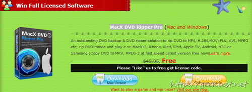 Free full version license giveaway - MacX DVD Ripper Pro