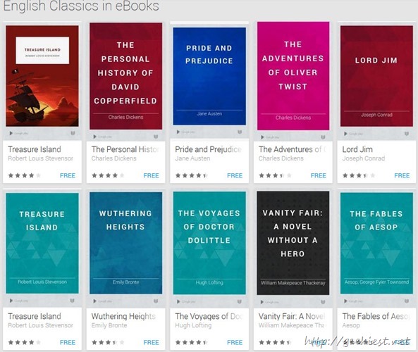 Free world classics for Google Play Books