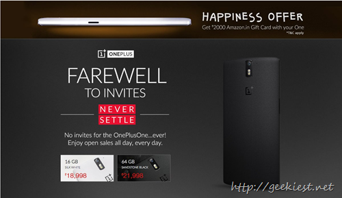 Get Amazon Gift card worth INR 2000 with OnePlus One