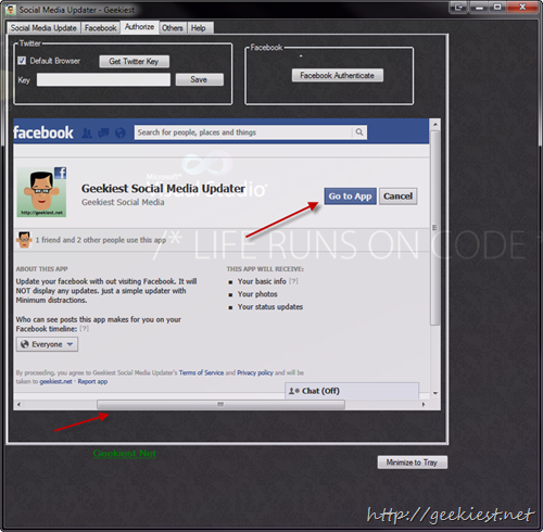 Go to Geekiest Social Media Updater Facebook App