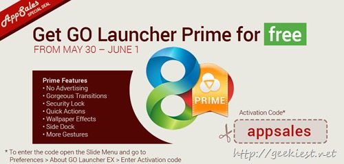 Go Launcher Prime for free