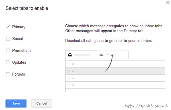 How to disable or enable tabs on Gmail