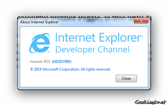 Internet Explorer Developer Channel 1