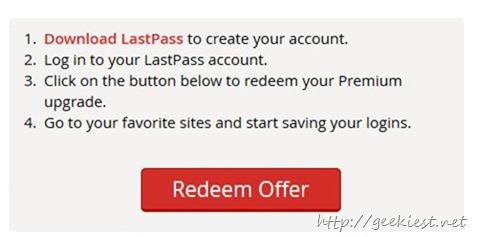 LastPass redeem promotion