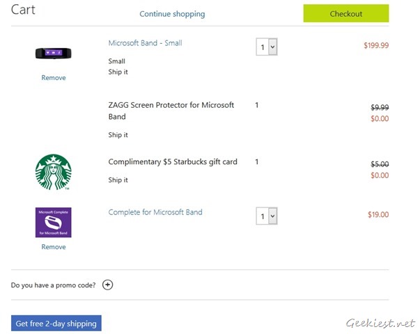 Microsoft Band ZAGG Screenprotector and Starbucks Card