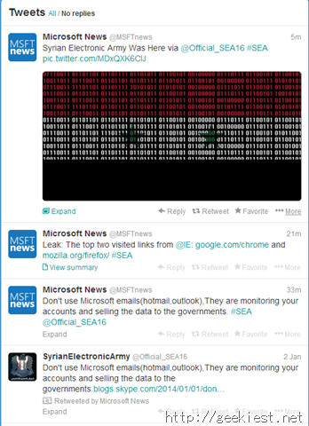 Microsoft News Twitter account hacked by SEA
