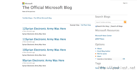 Microsoft TechNet Blog hacked by SEA