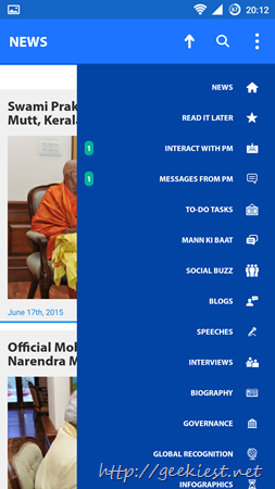 Narendra Modi Android App Screen shot