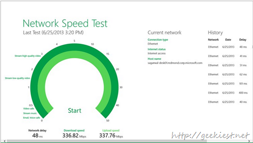 Network Speed Test App for Windows 8 from Microsoft