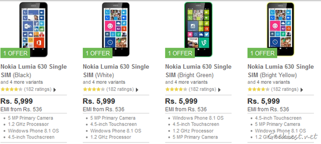 Nokia Lumia 630 Single SIM Flipkart