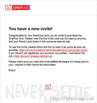 Original OnePlus One invitation