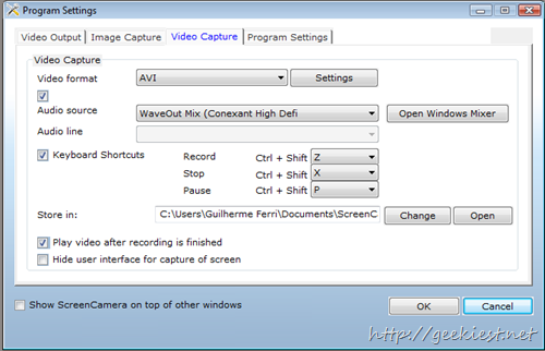PCWinSoft ScreenCamera.Net settings