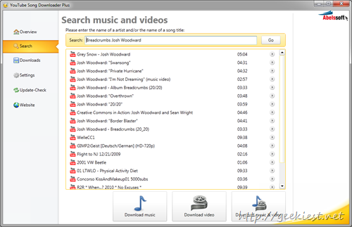 Search YouTube Song Downloader 2014