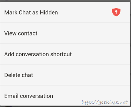 Select Chat as Hidden