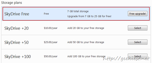 SkyDrive - Keep your 25 GB online space - plans