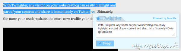 Twilighter tweet window