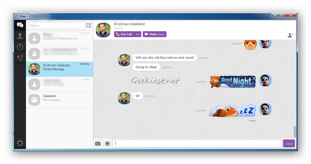 Viber for PC - New Sticker Side-bar Closed