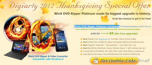 Thanksgiving Giveaway - WinX DVD Ripper Platinum full version license