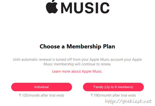 choose apple music plan