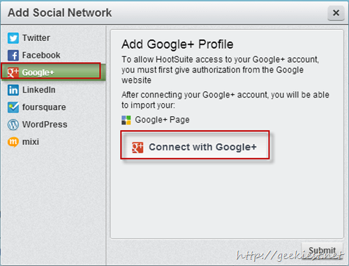 connect to google plus