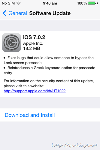 iOS 7.0.2 -fixed lock screen passcode bypass