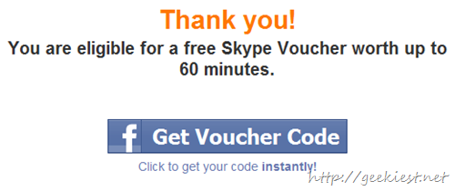 Free Skype Voucher worth up to 60 minutes
